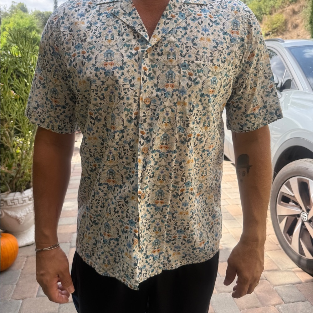 Men's Floral Print Short Sleeve Shirt